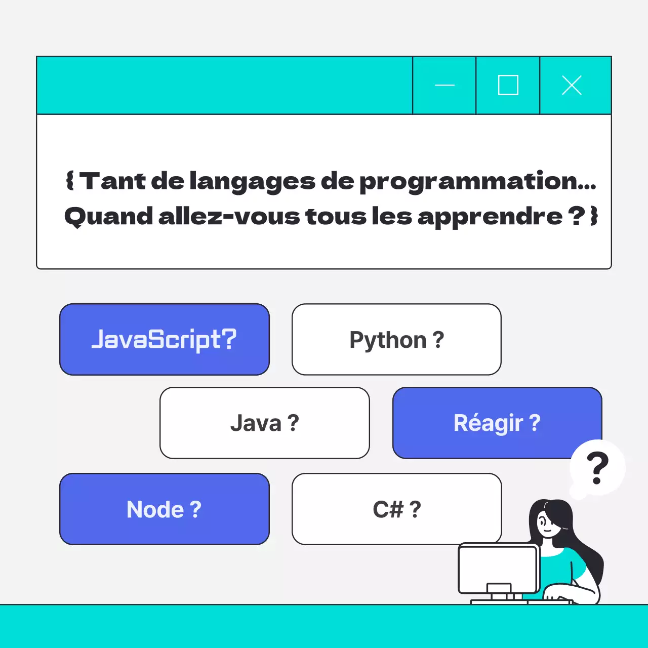 Promouvoir l'enseignement du codage du développement web dans un style cybernétique bleu clair
