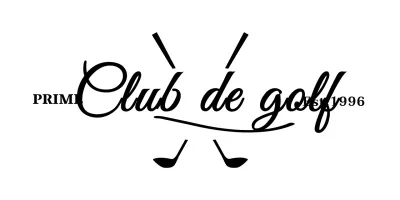 Concept luxueux de club de golf avec illustration de club de golf et écriture manuscrite