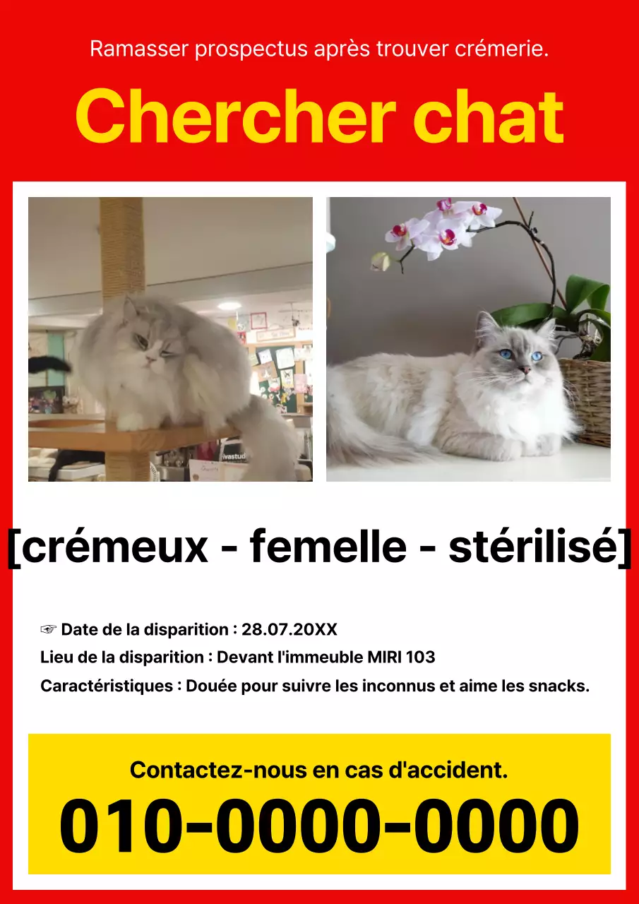 Postes de base rouges et jaunes pour animaux disparus