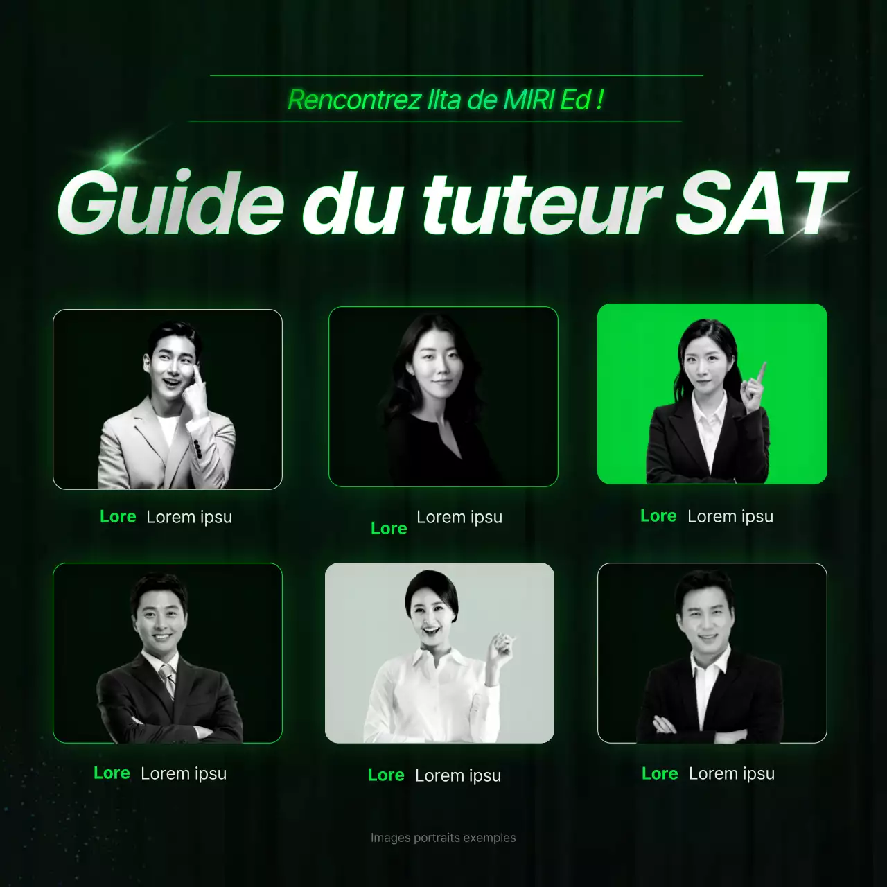 Promotion d'une école secondaire préparant au SAT, en couleurs fluo et dans un style cybernétique.