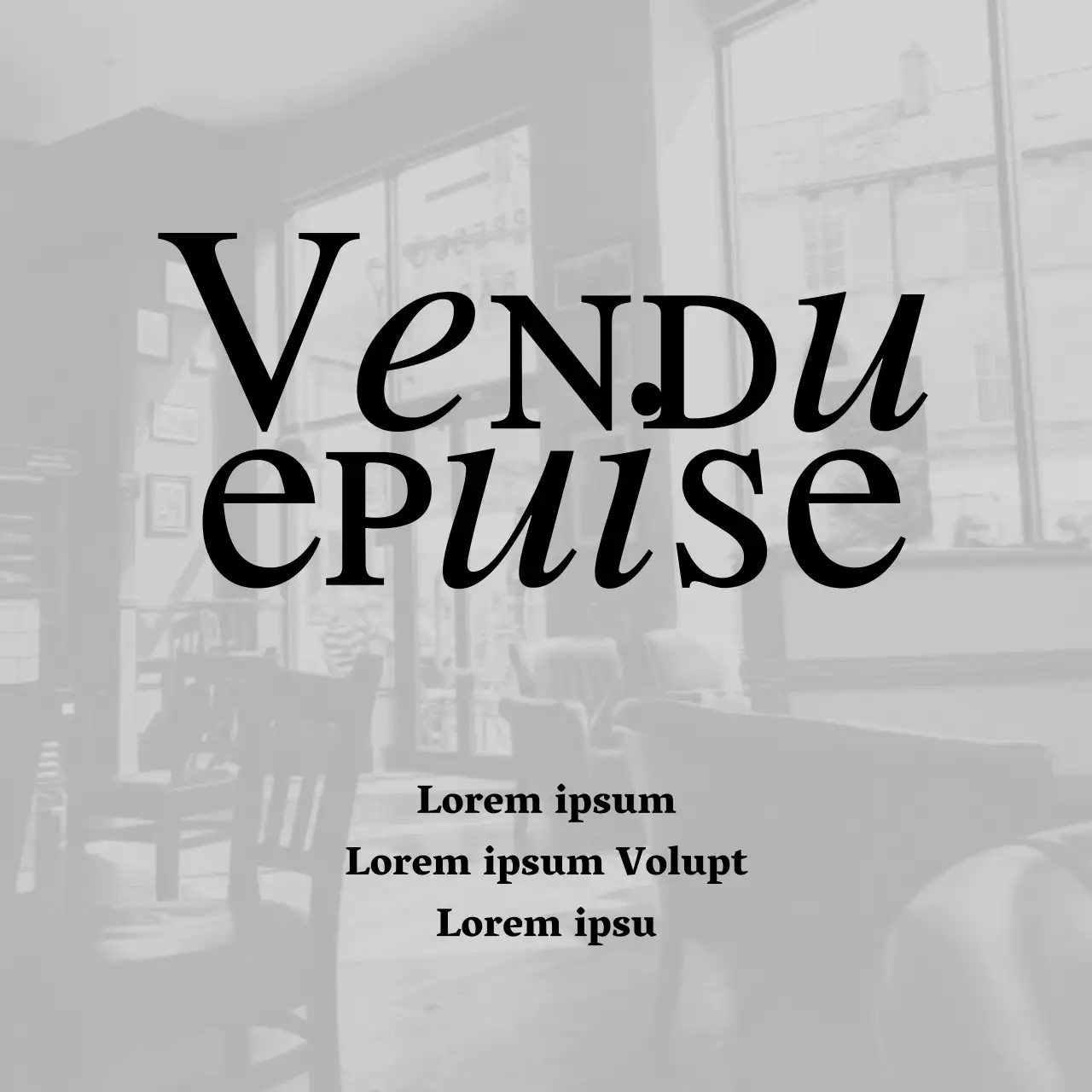 Annonce de café minimaliste en gris et noir et blanc