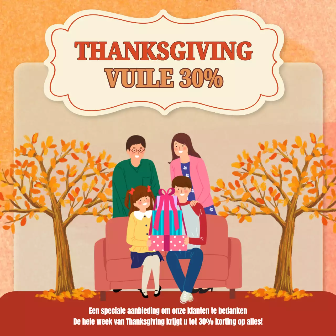 Gele en oranje eenvoudige Thanksgiving Sale promotie