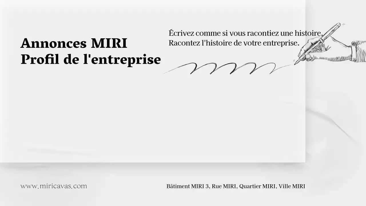Un profil d'entreprise simple, gris et narratif