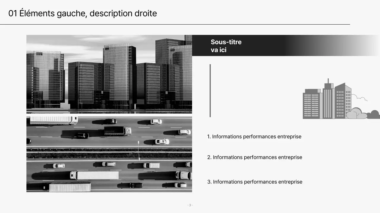 Présentations d'entreprise modernes en noir et blanc