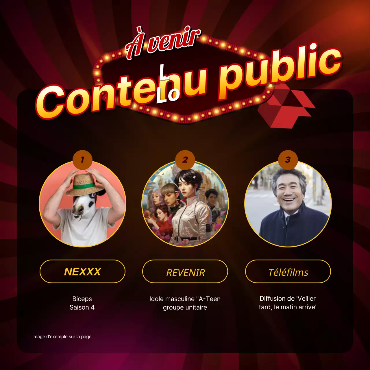 Un billet d'introduction au contenu rouge et jaune rétro