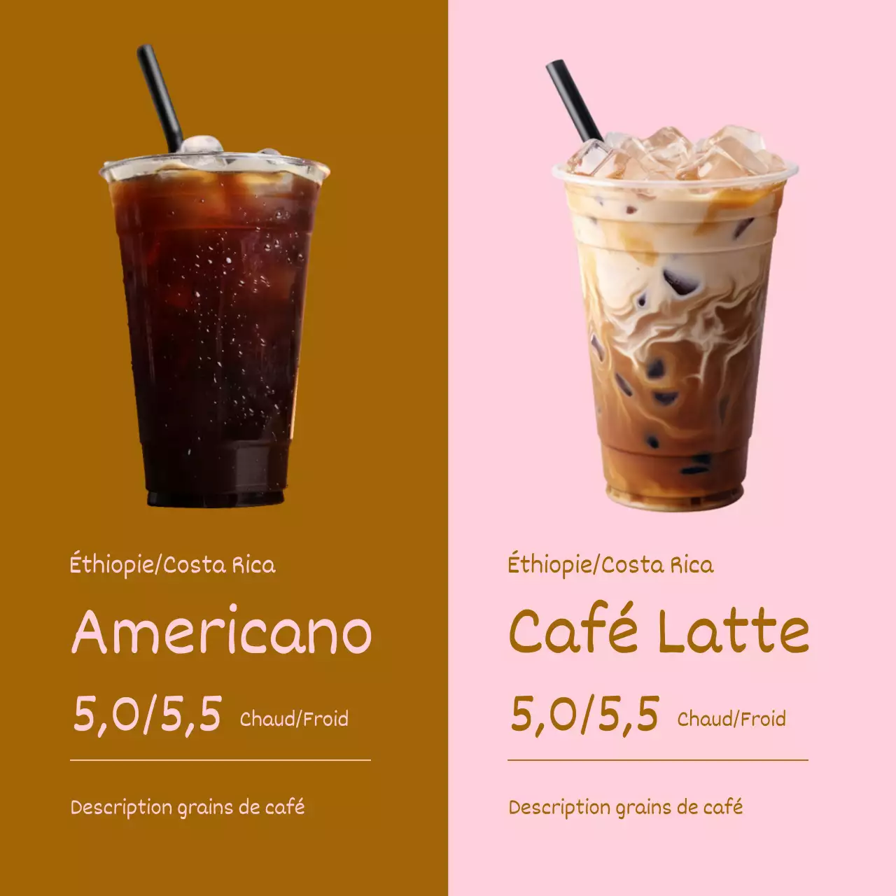 Une collection pop-art d'annonces de cafés en brun et rose Newsletter