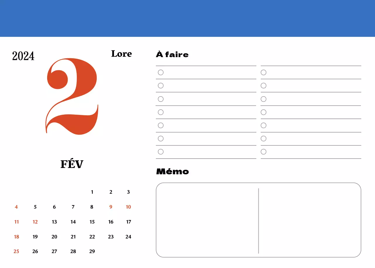 Sous-verres rétro rouges et bleus calendrier de mémoire