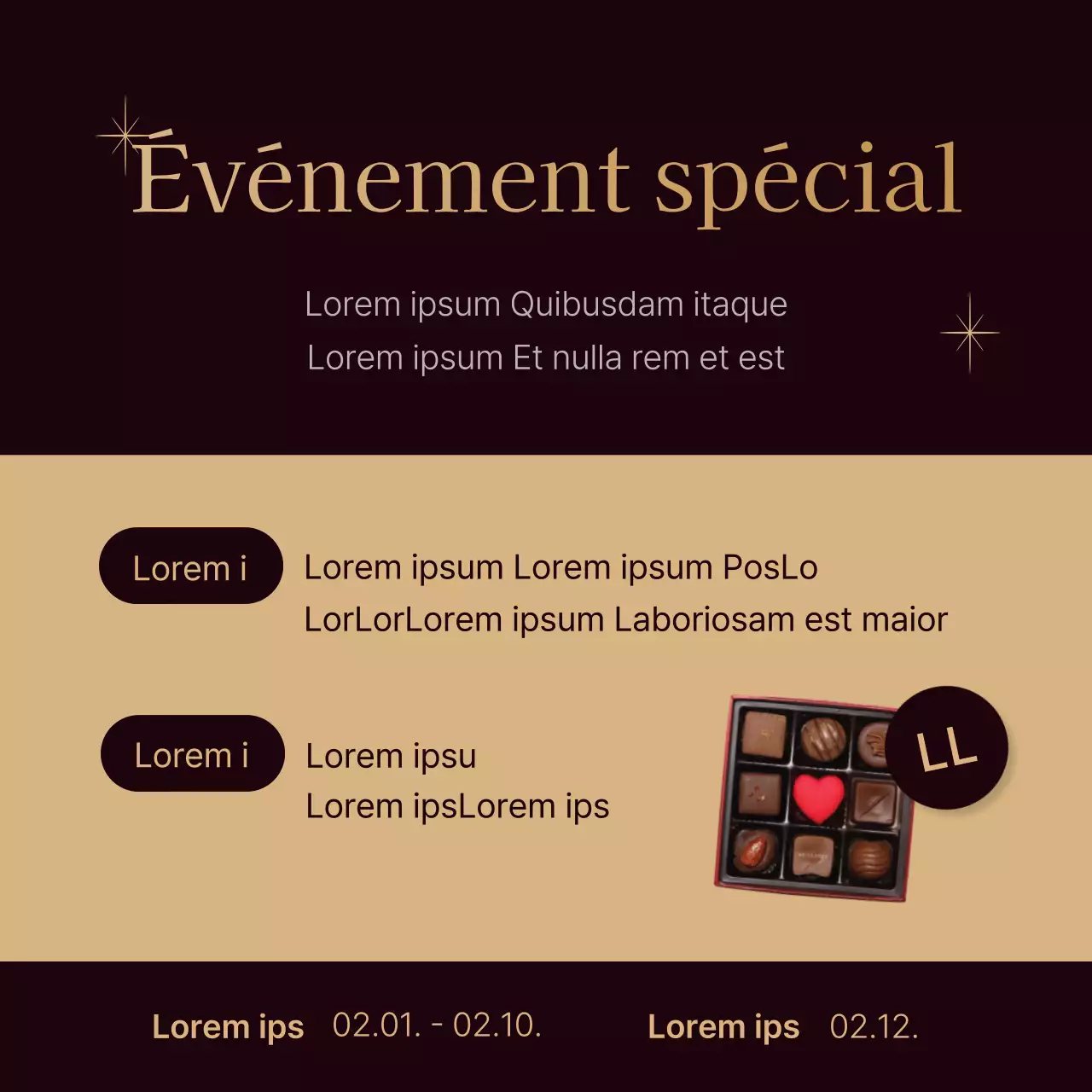 Flyer de la Saint-Valentin en marron et beige avec une touche de classe