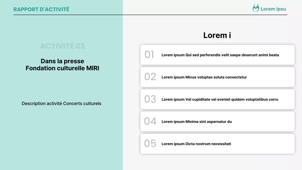 Des rapports d'activité simples, de couleur menthe et détaillés