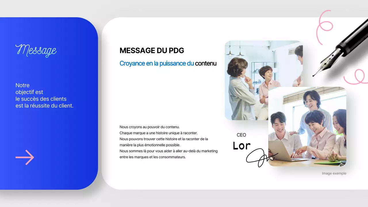 Lettre de motivation d'une entreprise de narration moderne en bleu et rose