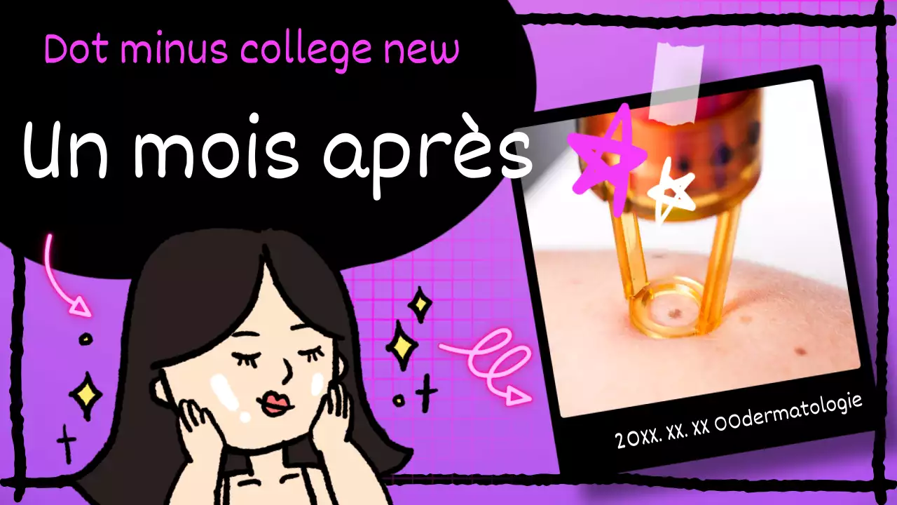 Publicité kitsch de témoignages sur les traitements de la peau en violet