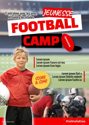 Publicité pour le camp de football rouge et blanc