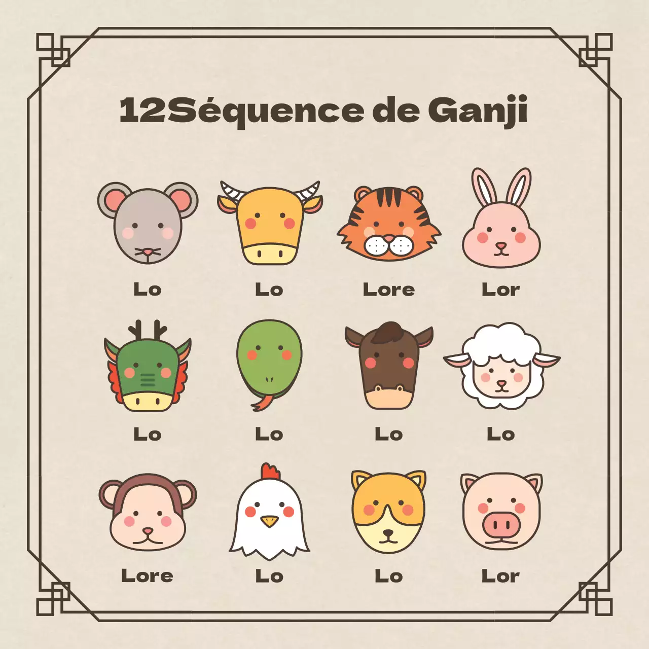 Horoscope traditionnel en marron et beige