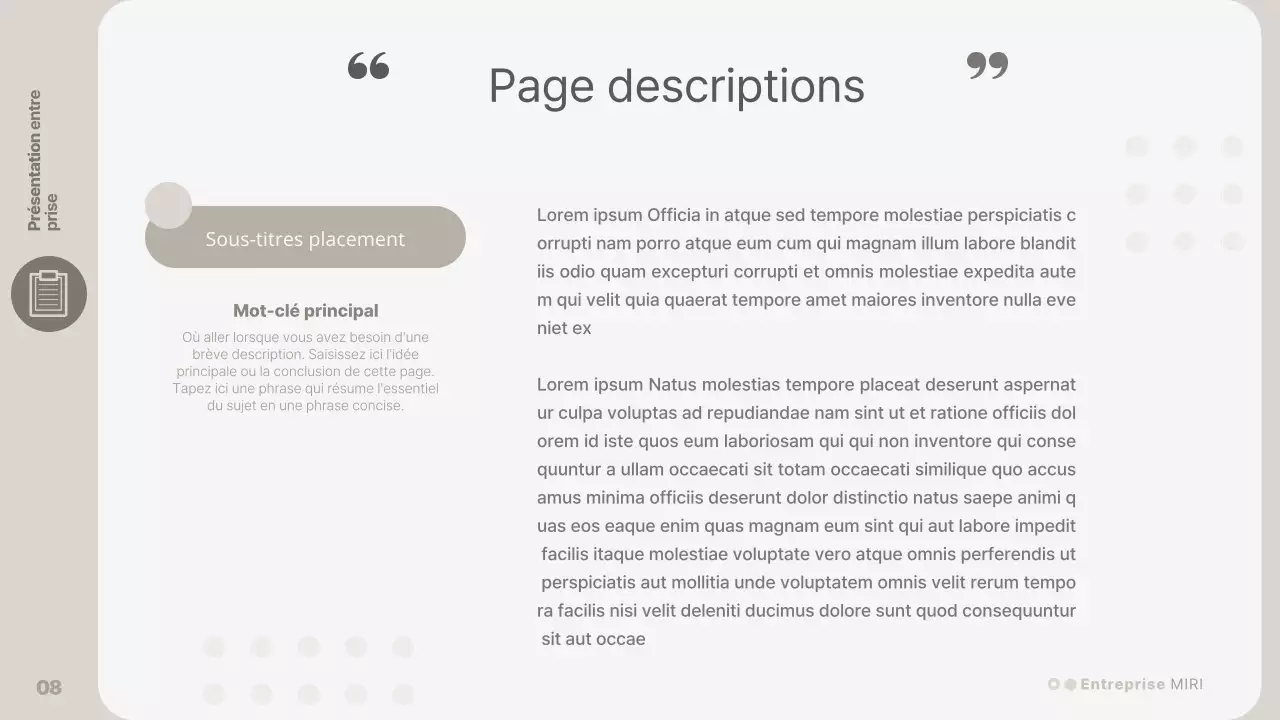 Une présentation d'entreprise simple, de couleur beige