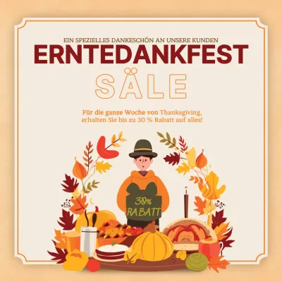 Beige und orange einfache Thanksgiving Sale Werbung