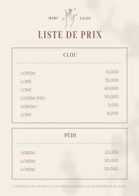 Prix pour un salon de manucure minimaliste avec des ombres végétales ivoire et marron