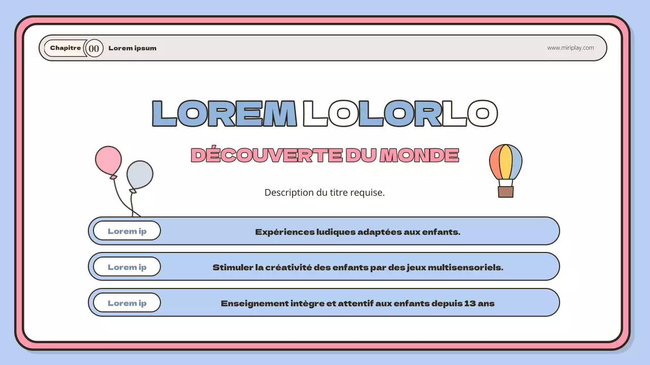 Un mignon portfolio d'instructeurs pour bébés et jeunes enfants en bleu clair et rose.