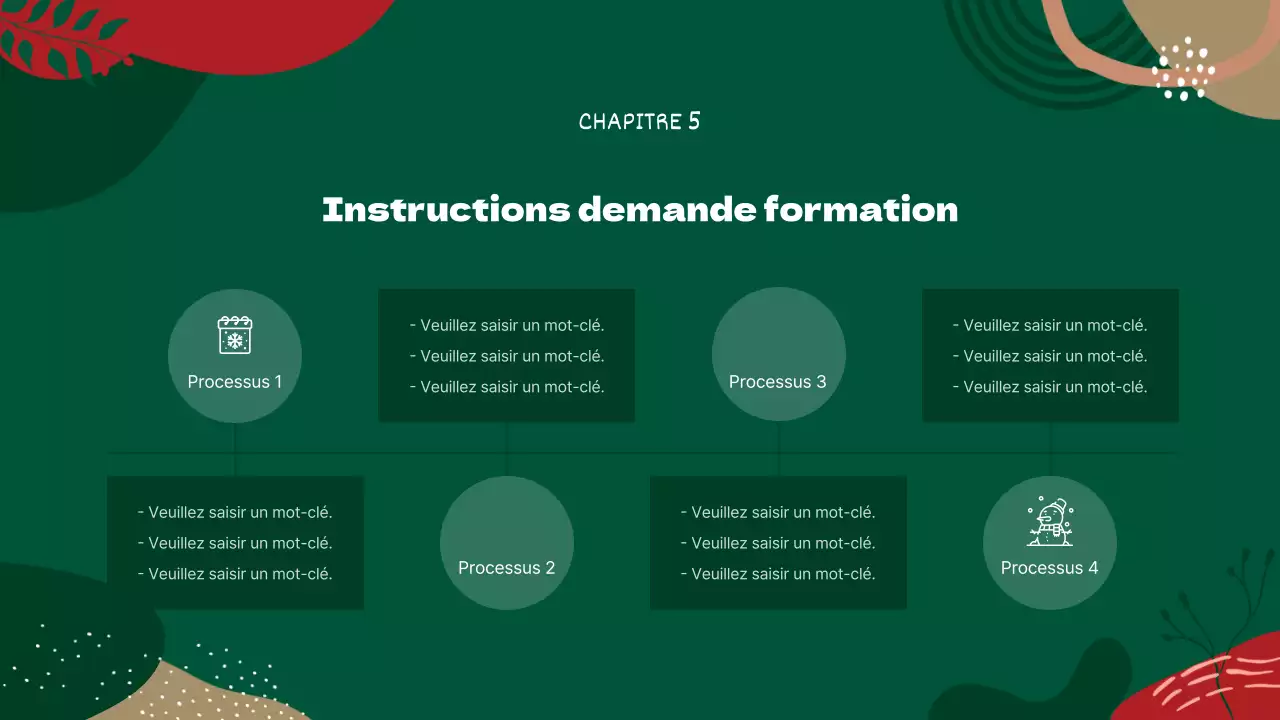 Guide de formation des volontaires avec des motifs géométriques rouges et verts