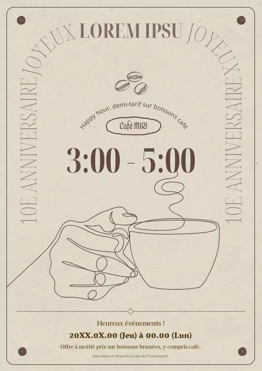 Promouvoir les réductions sur le café classique beige et brun