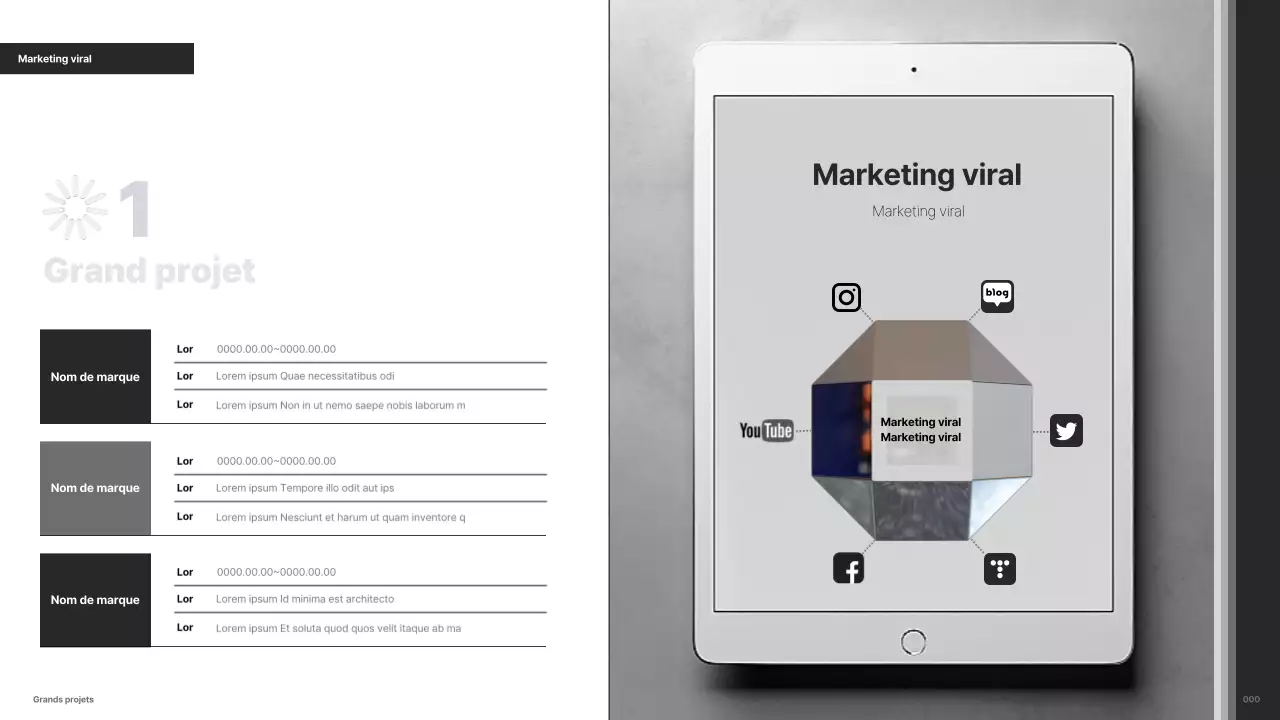 Portefeuille minimaliste en noir et blanc d'un spécialiste du marketing de carrière