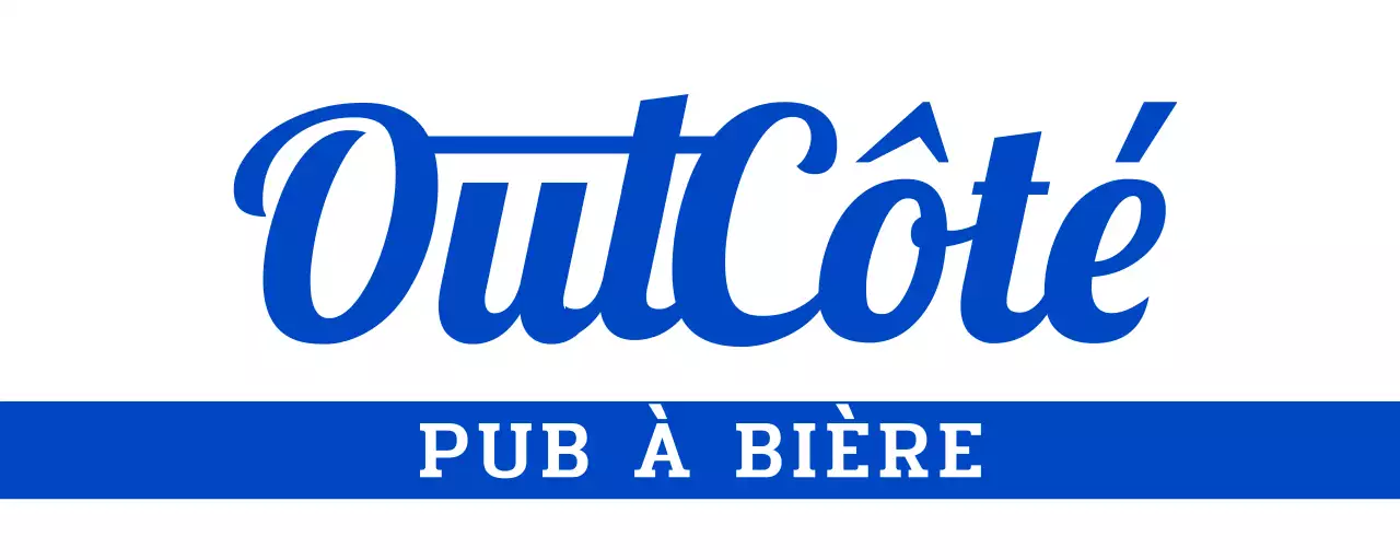 Enseigne de devanture de brasserie d'inspiration rétro avec des tons bleus