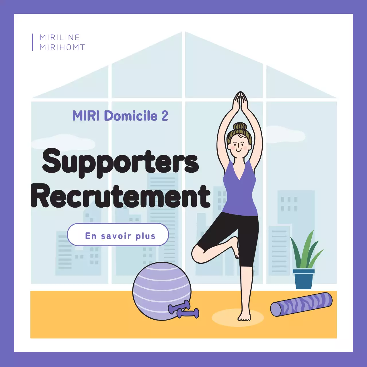 Promouvoir une séance d'entraînement à domicile mauve et moderne pour recruter des supporters