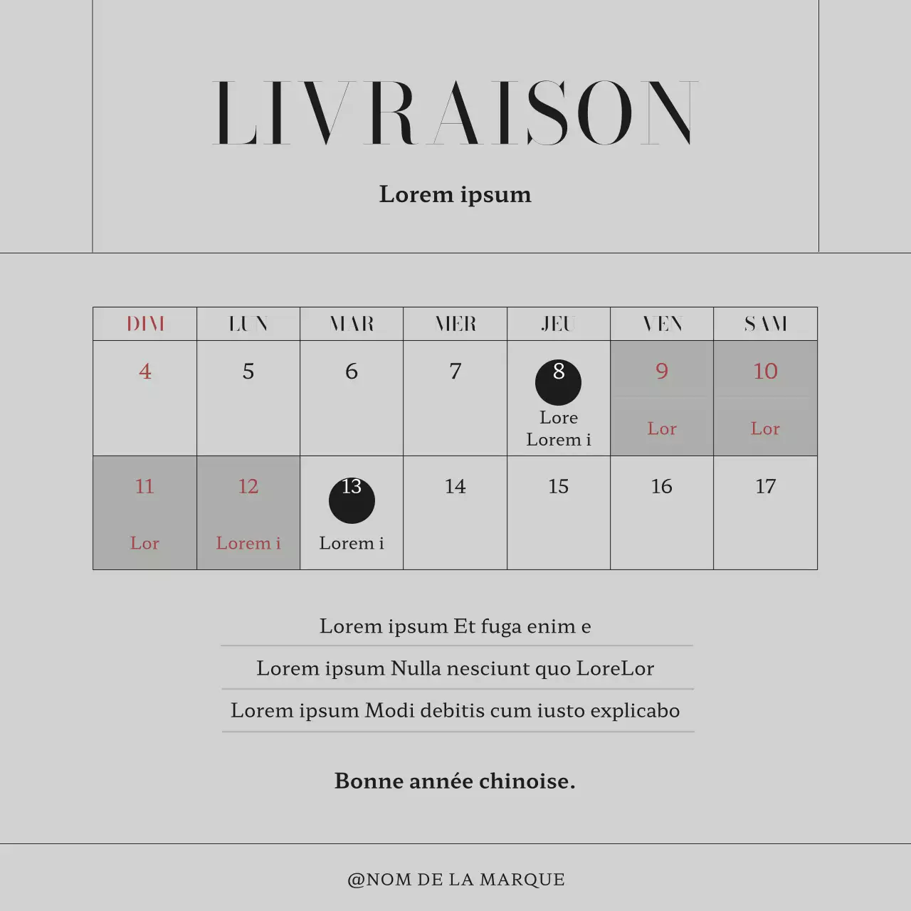 Marketing d'une marque de vêtements de mode moderne en noir et blanc