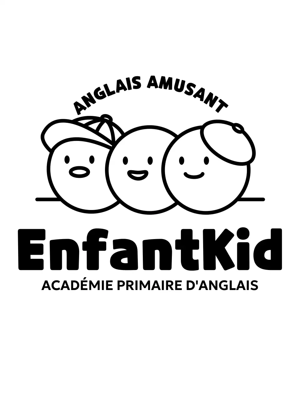 Conception d'une école de langue anglaise avec une jolie illustration en forme de cercle