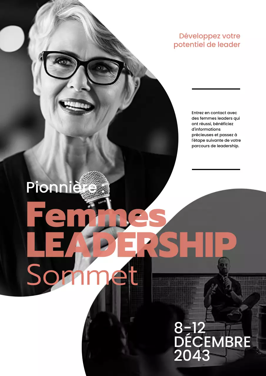 Promouvoir un simple séminaire de leadership de la Journée de la femme en noir et rose