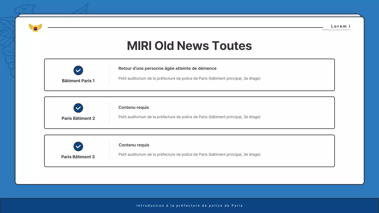 Affichage par défaut des bulletins d'information des commissariats de police en bleu et bleu marine