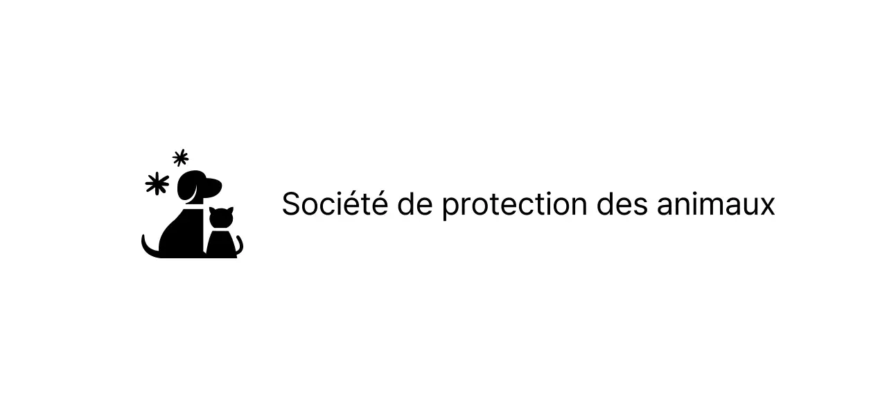 La Société protectrice des animaux avec un joli logo illustré d'un chien et d'un chat