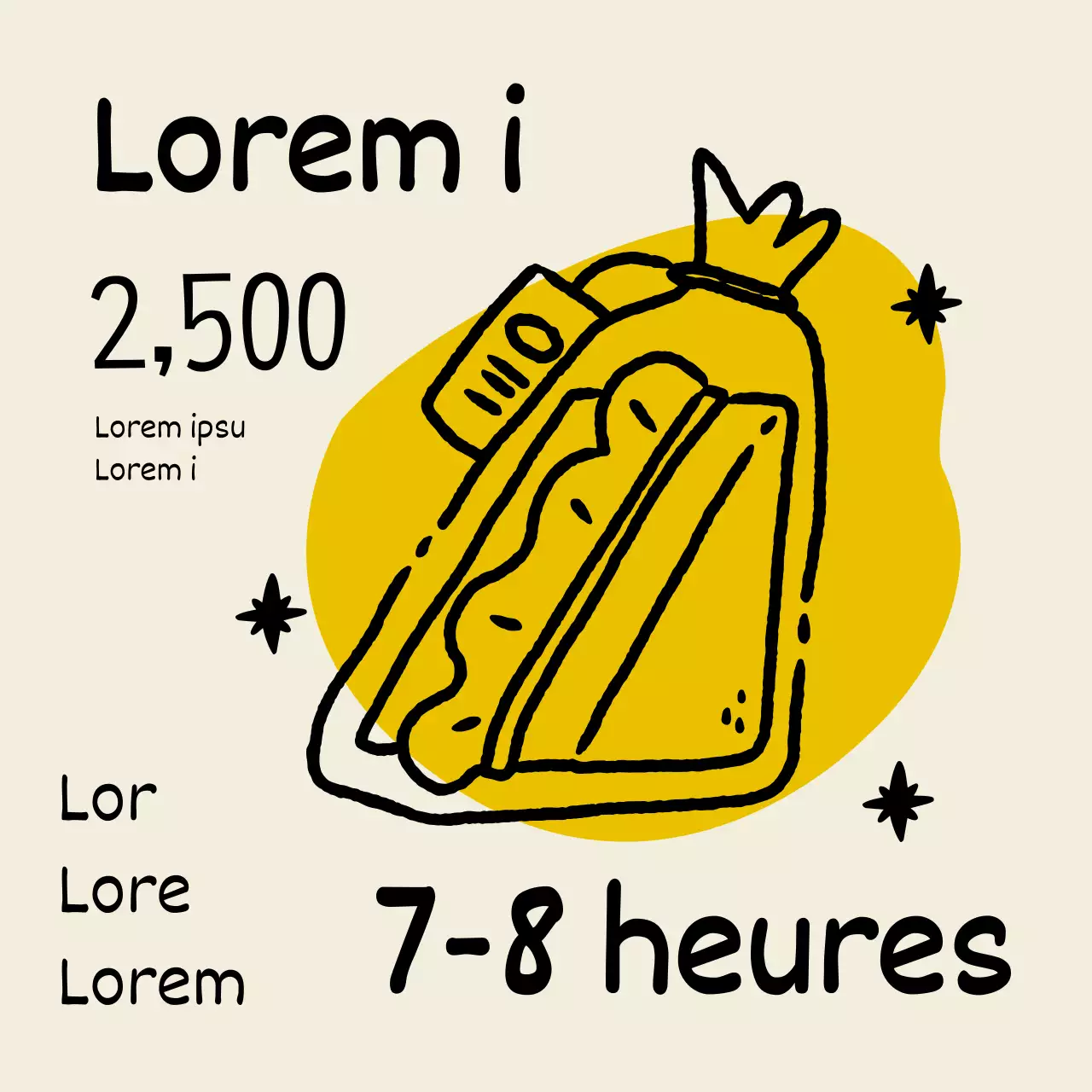 Menu simple de boulangerie-café en jaune et beige avec une annonce de réduction