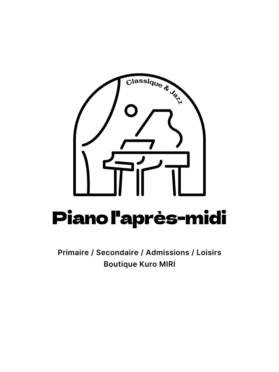 Conception d'une école de piano avec icône de piano en forme de paysage
