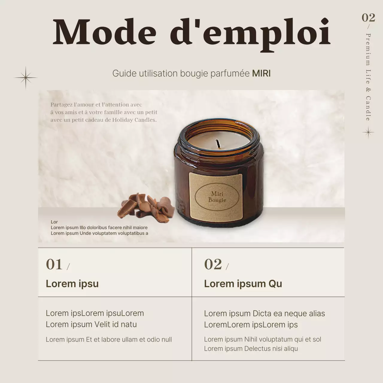 Promouvoir une simple bougie de couleur beige