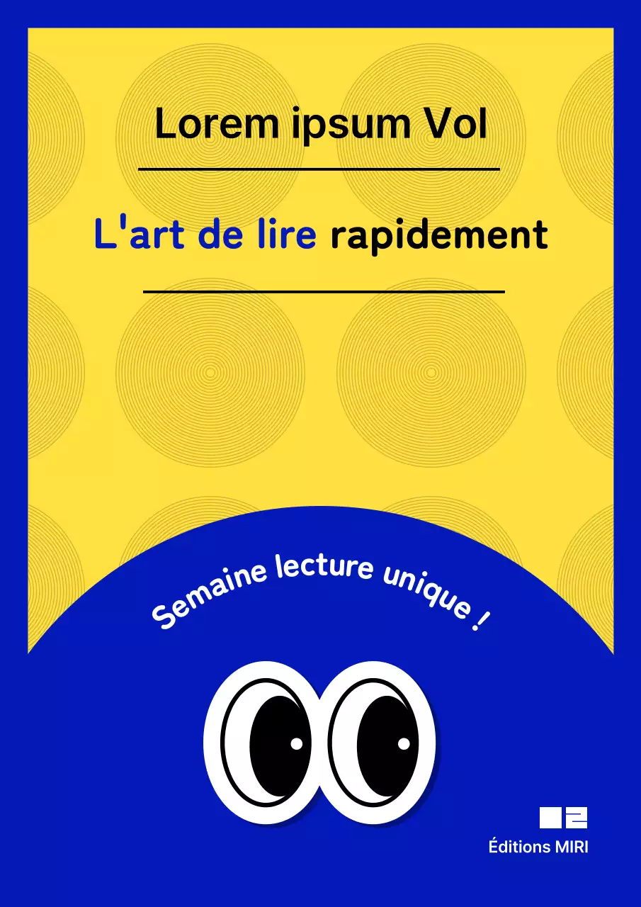 Couverture minimaliste d'un livre d'apprentissage de la lecture rapide en jaune et bleu