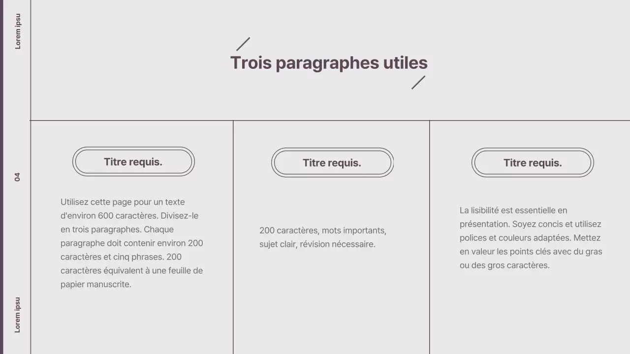 Explication de la mise en page de style minimaliste en violet