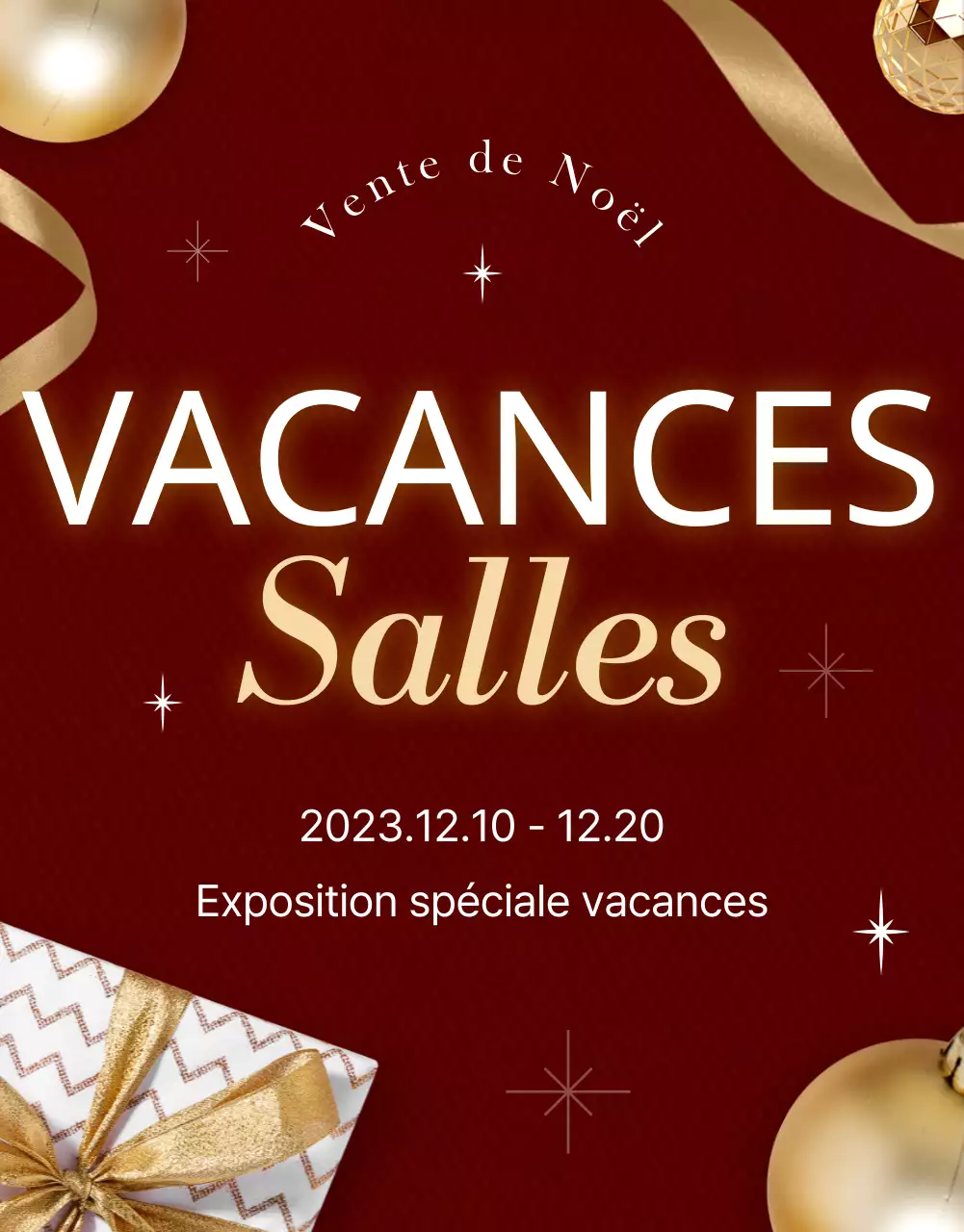 Promouvoir une vente de Noël luxueuse en rouge et jaune