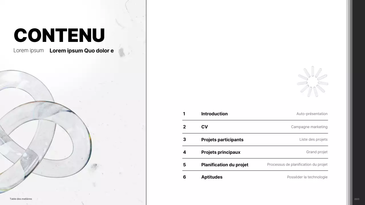 Portefeuille minimaliste en noir et blanc d'un spécialiste du marketing de carrière