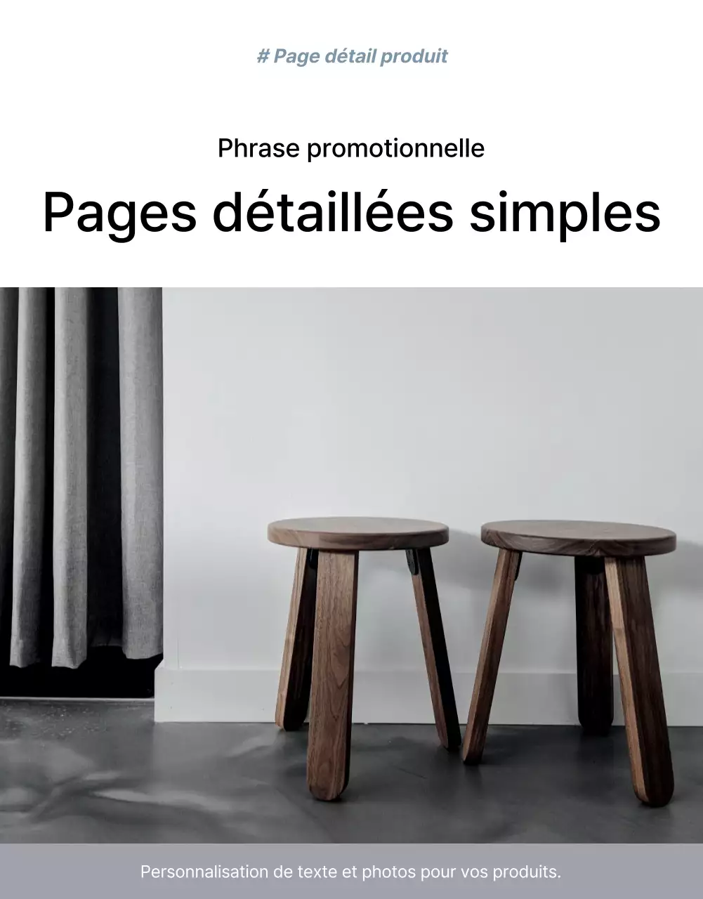 Promouvoir des produits pour vendre des meubles simples gris et bleus