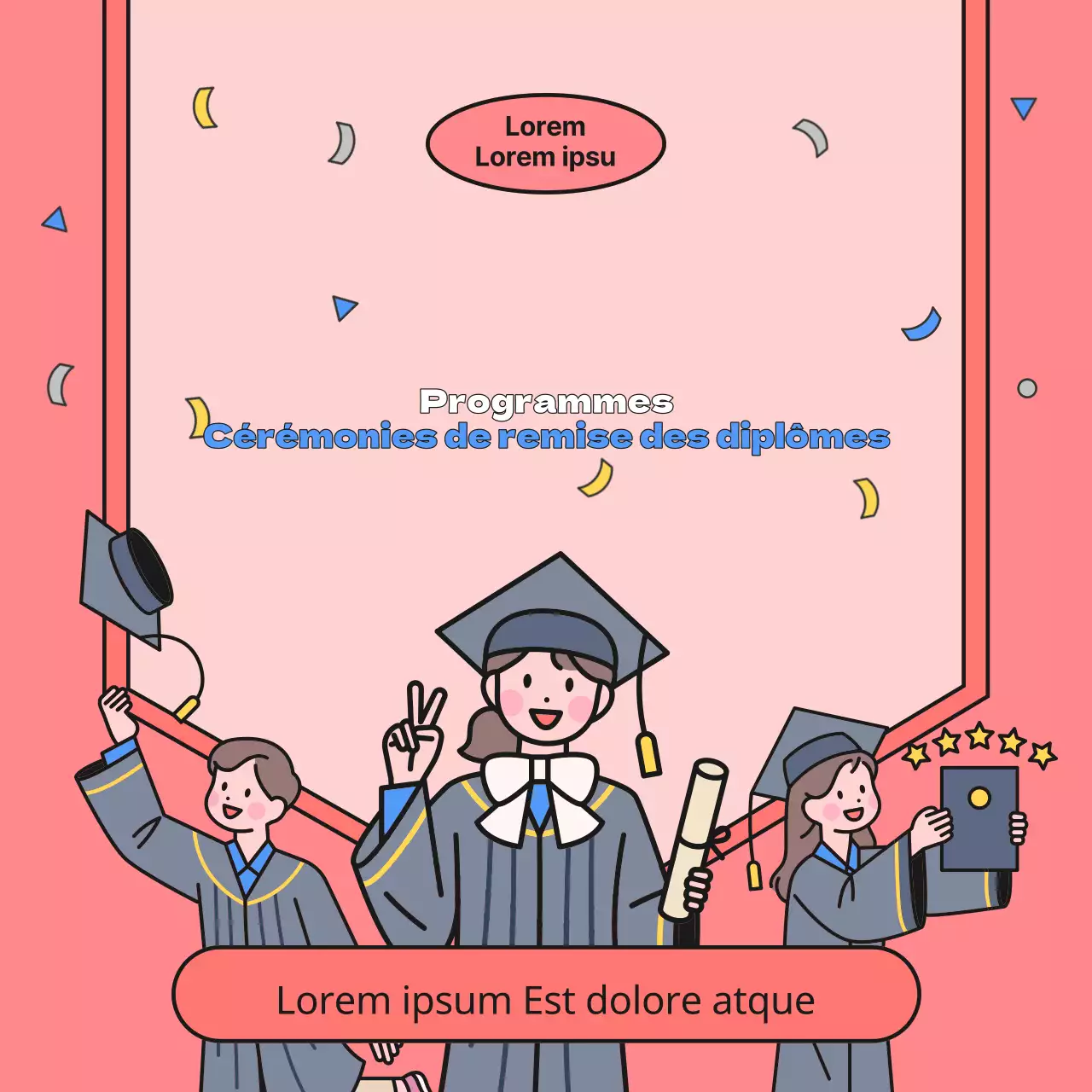 Célébration de l'achèvement du programme en rouge et bleu