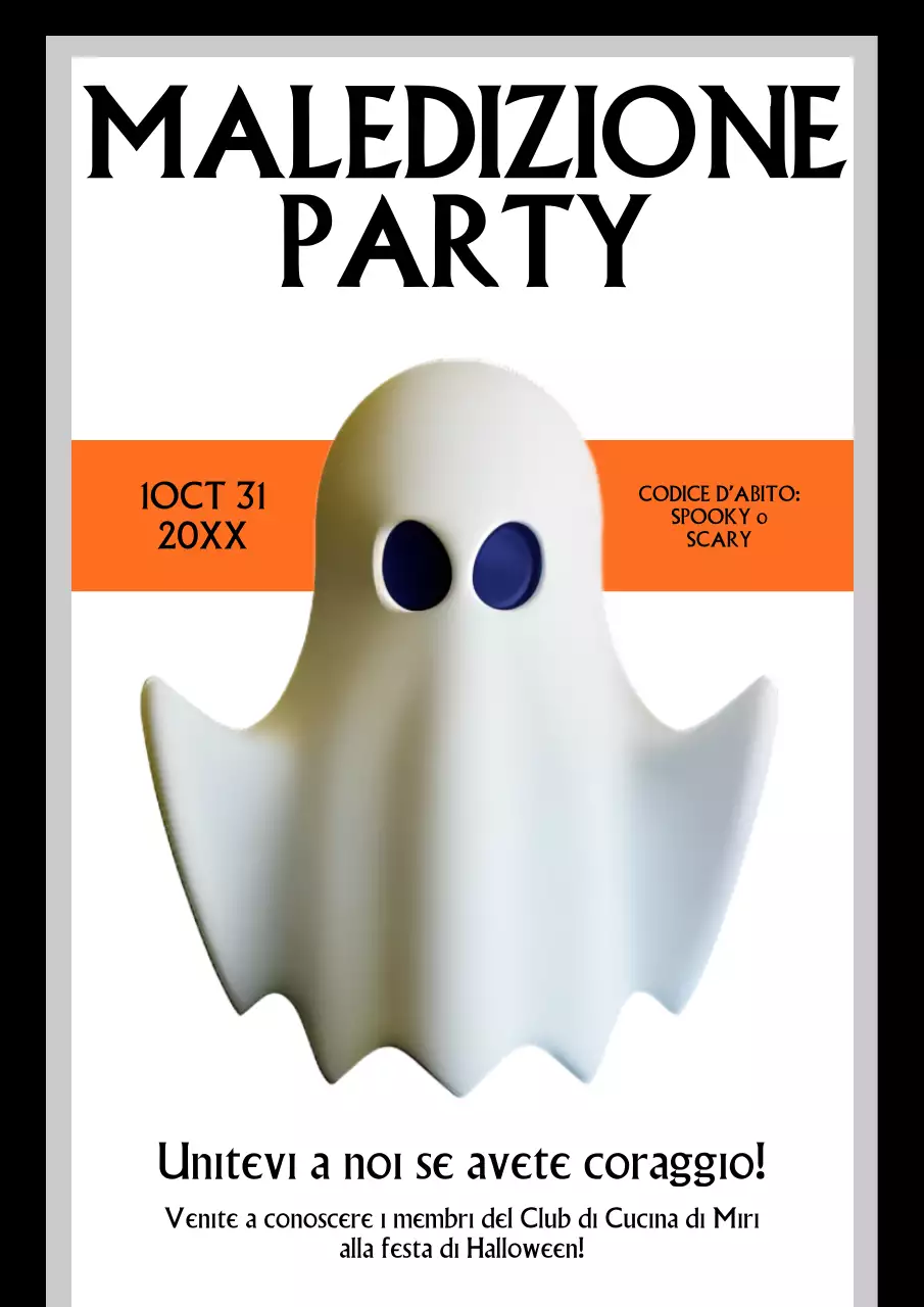 Invito semplice alla festa di Halloween in bianco e nero