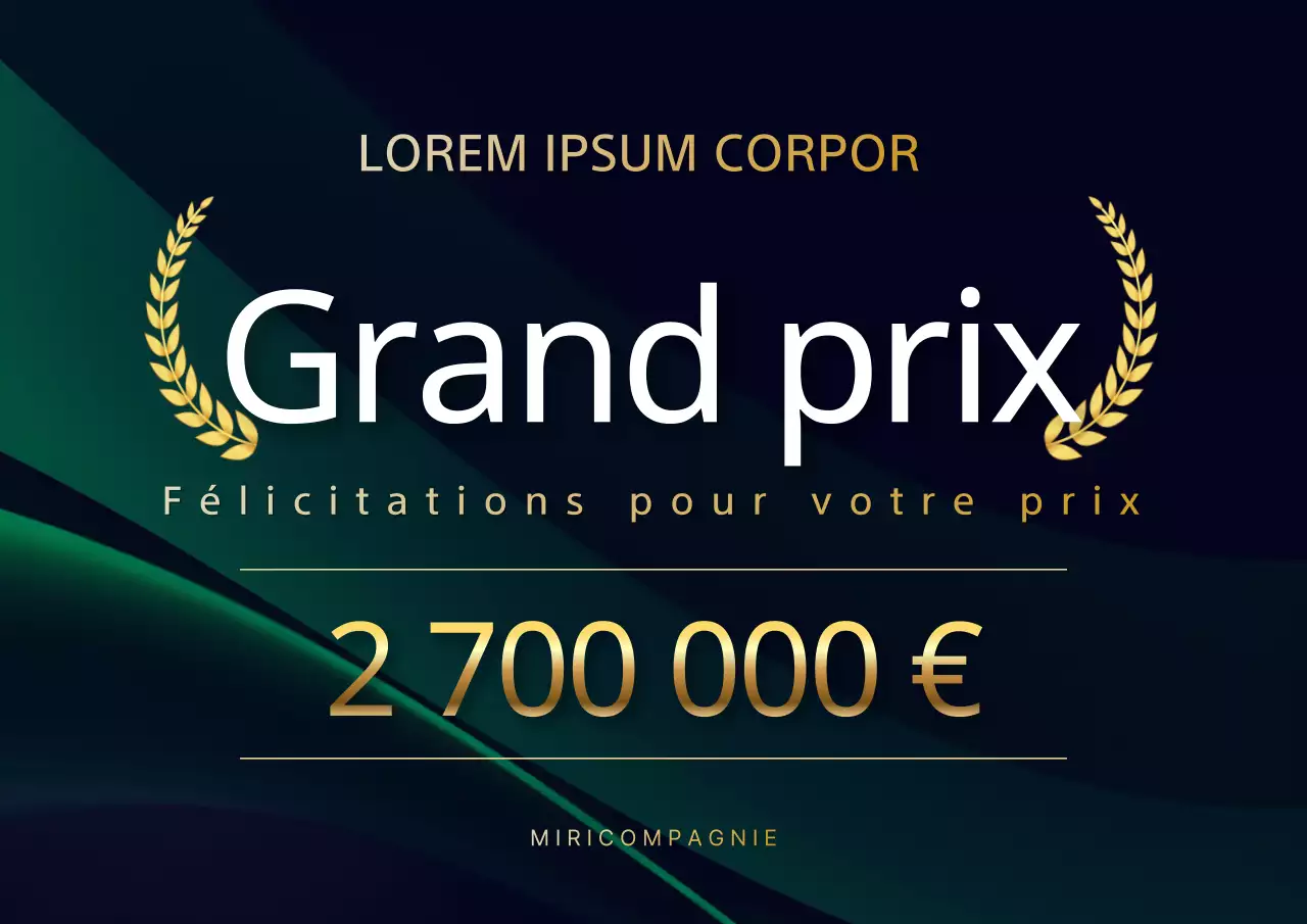 Luxueuse couverture de prix de fin d'année en vert et or