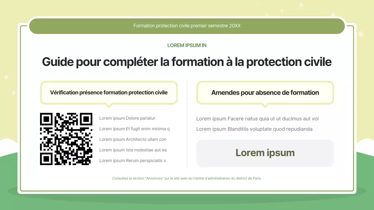 Formation à la protection civile moderne en vert et vert lime.
