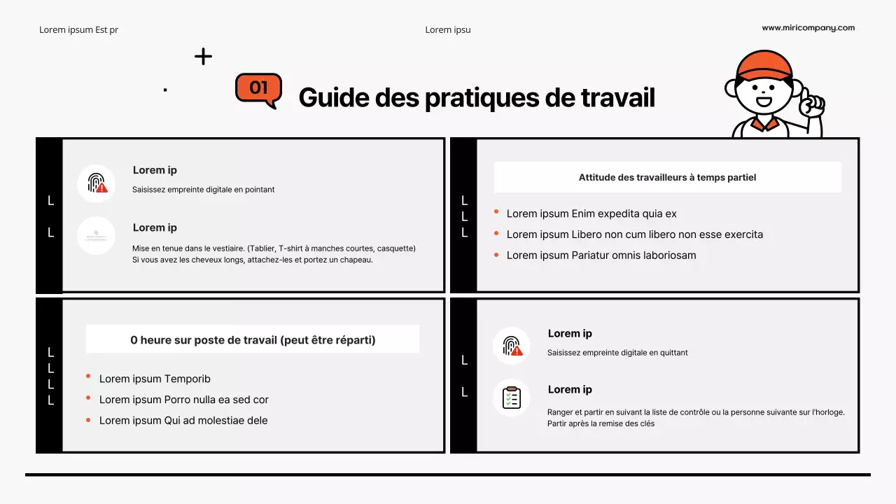 Guide simple du manuel de travail à temps partiel jaune et orange