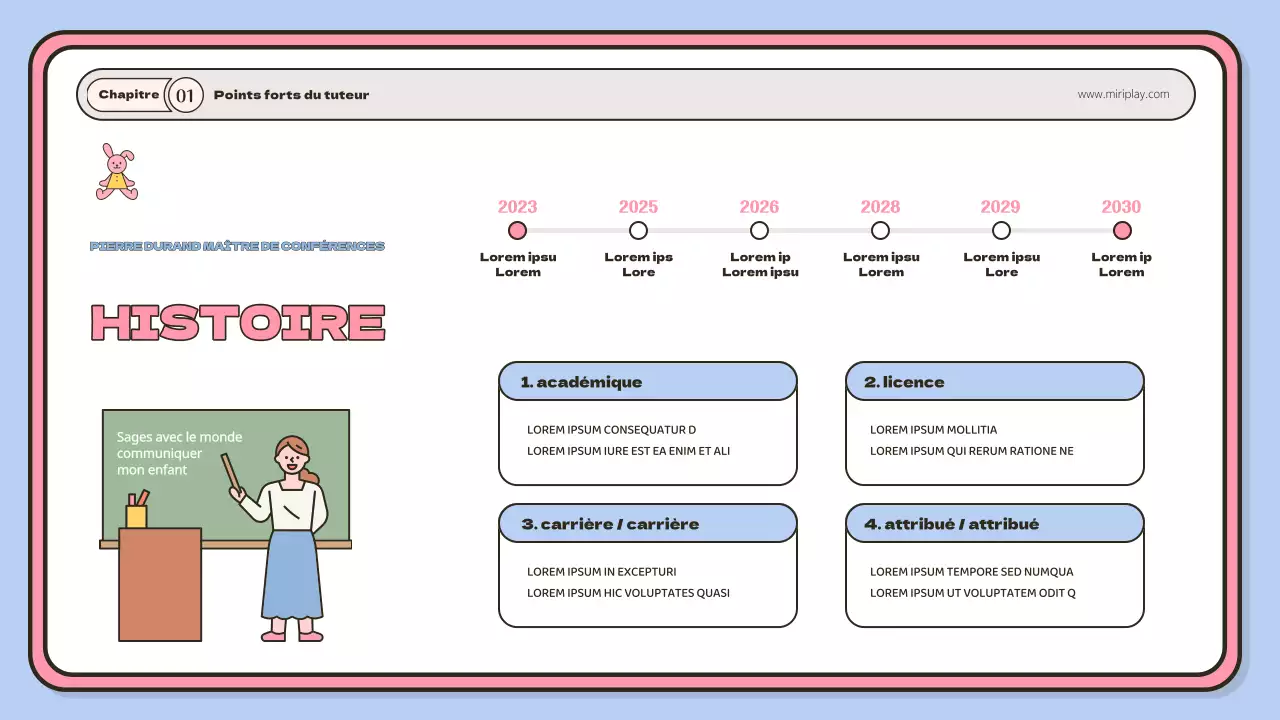 Un mignon portfolio d'instructeurs pour bébés et jeunes enfants en bleu clair et rose.