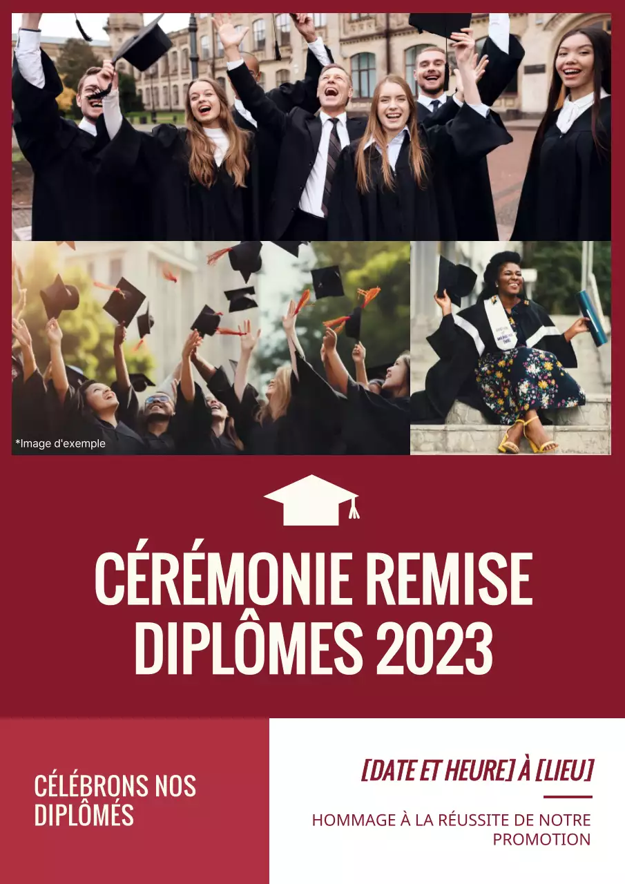 Invitation simple à la cérémonie de remise des diplômes en rouge et blanc