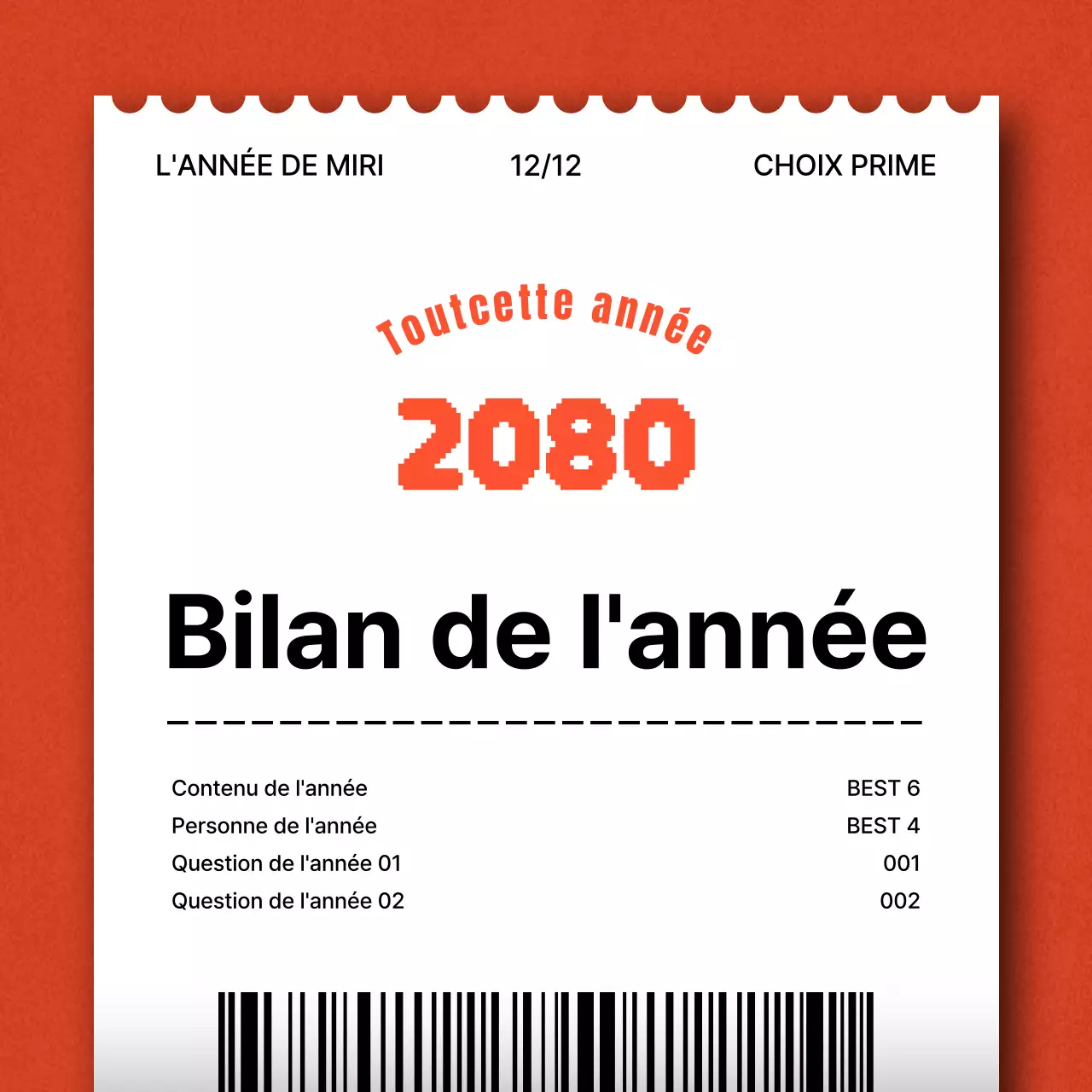 Un simple billet de fin d'année en orange et noir