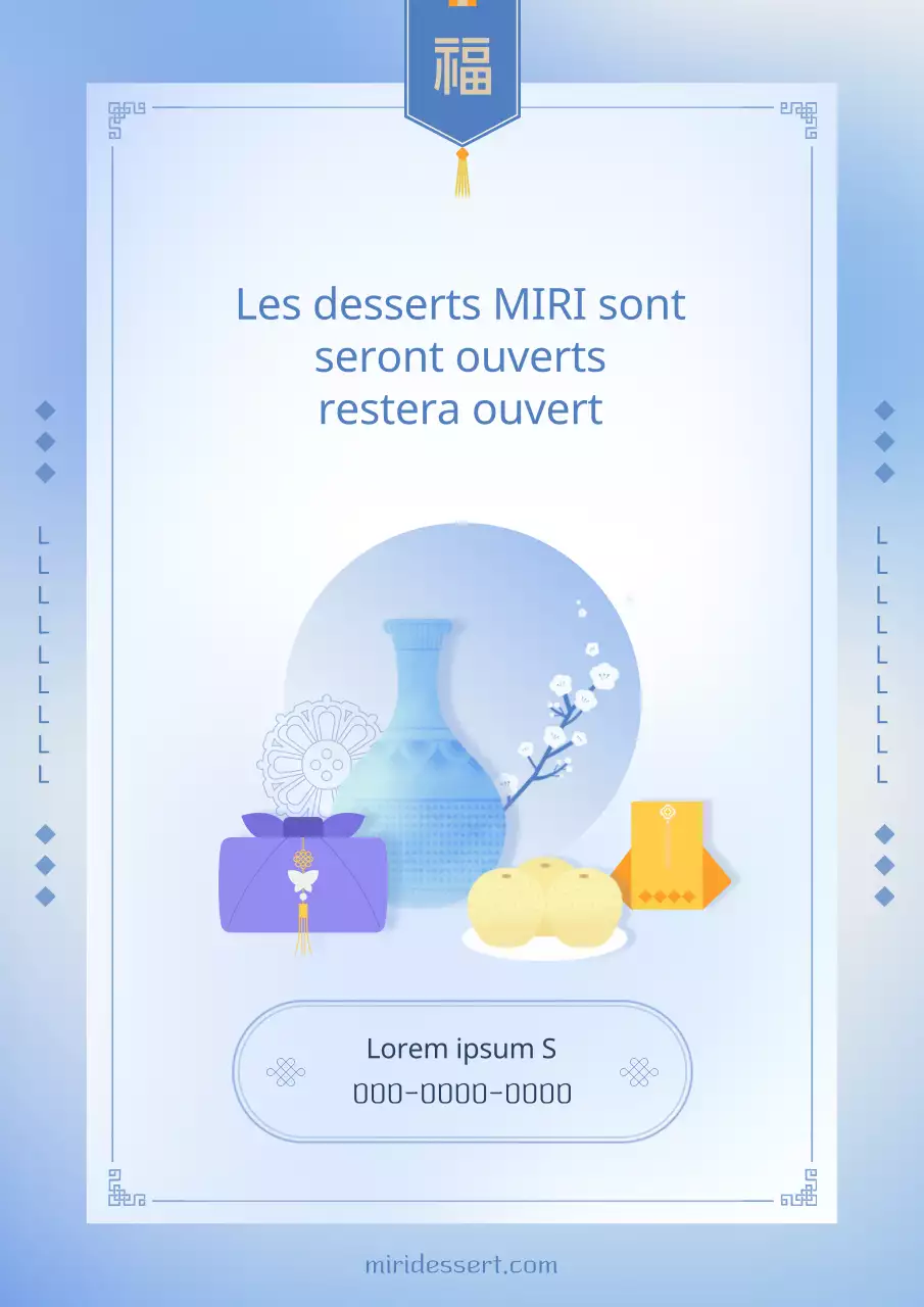 Annonce traditionnelle de vacances en bleu et bleu clair