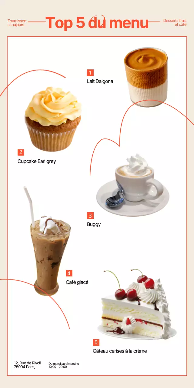 Promouvoir les boissons dessert des cafés avec des accents d'orange