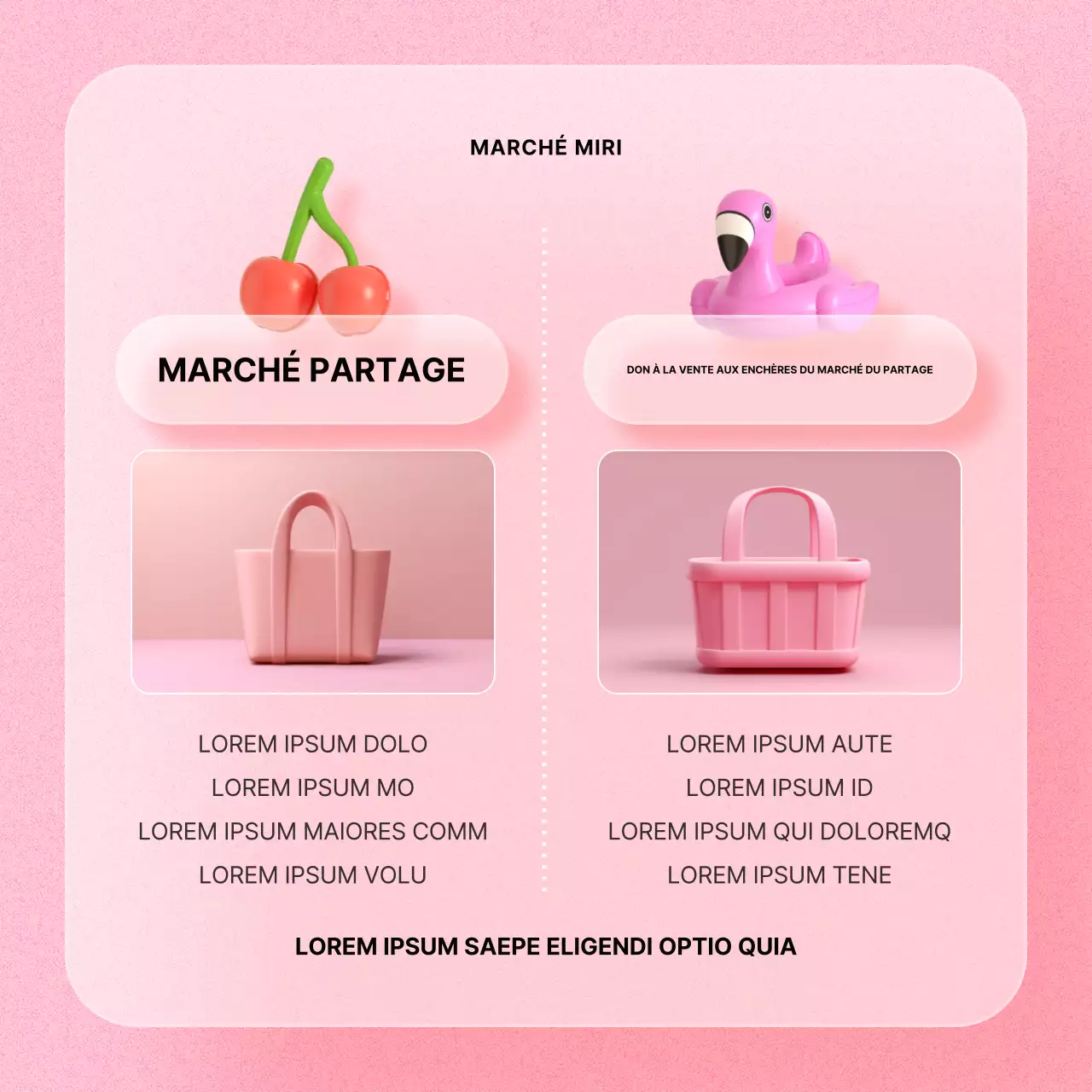 Annonce du marché de partage rose et rouge